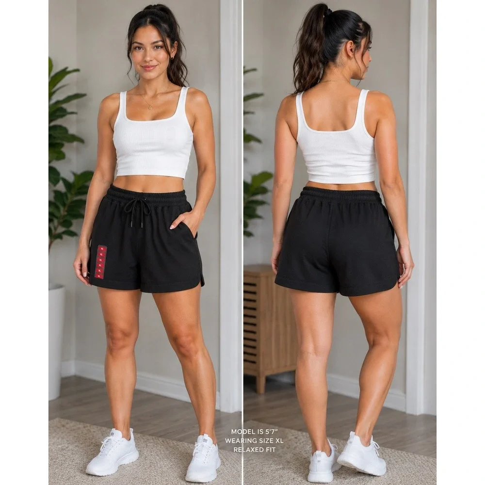 Member's Mark Womens French Terry Shorts Black Soot XL New Summer vacation
